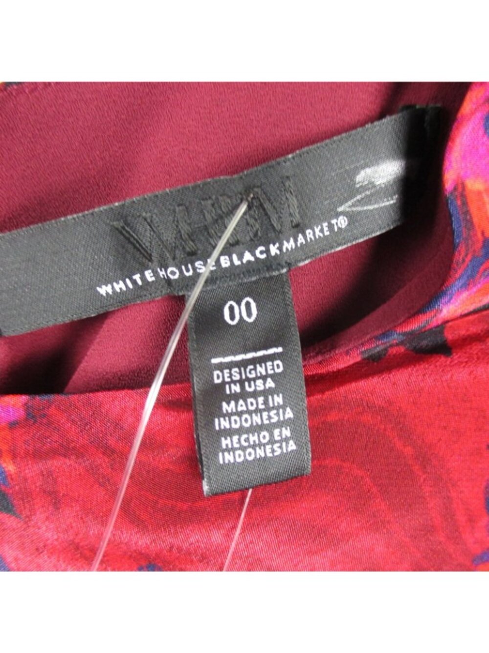 White House Black Market Floral Ruched Midi Dress Red & Black Size 00 Elegant - Picture 7 of 8
